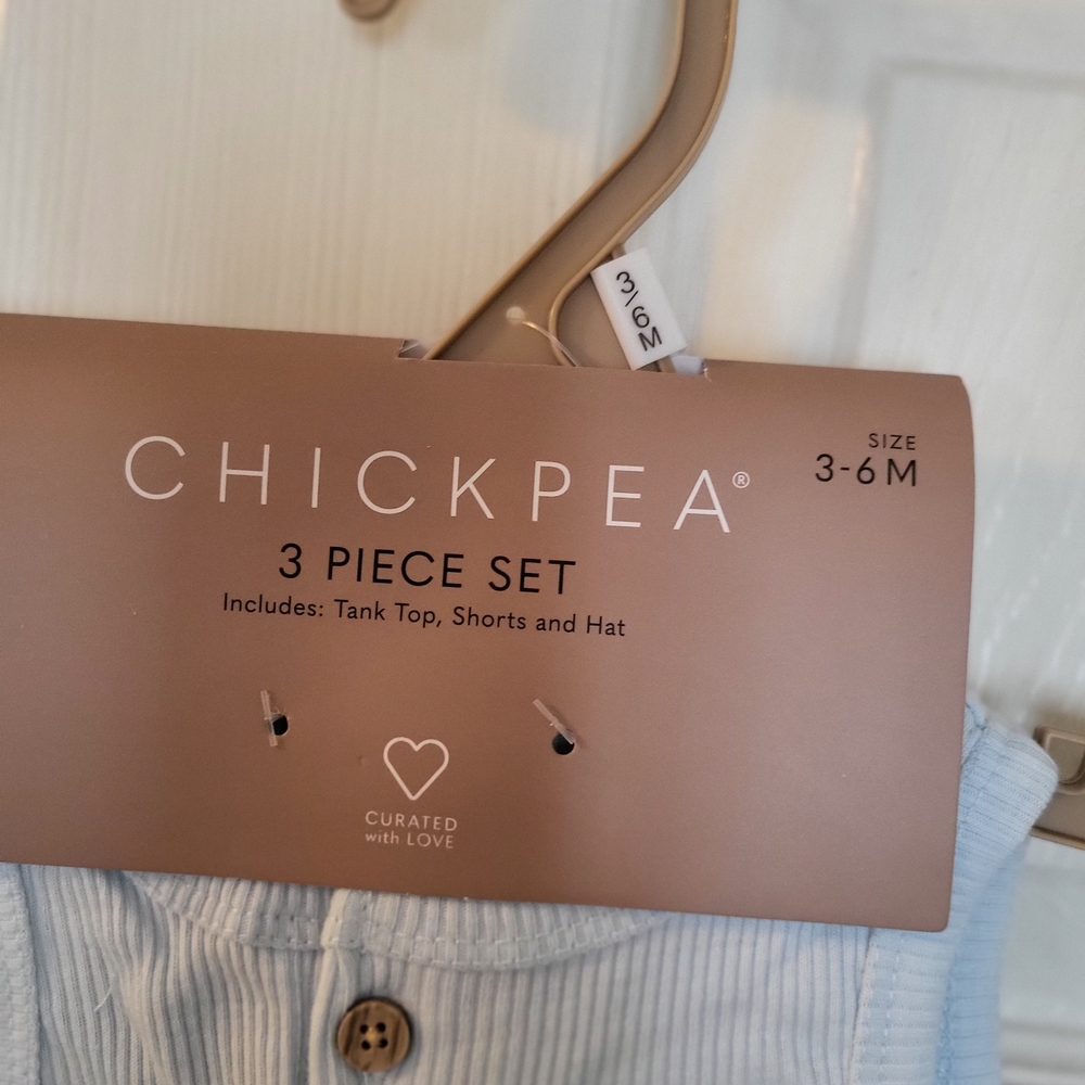 Chickpea 3-Piece Baby Set in Light Blue (3-6) Months